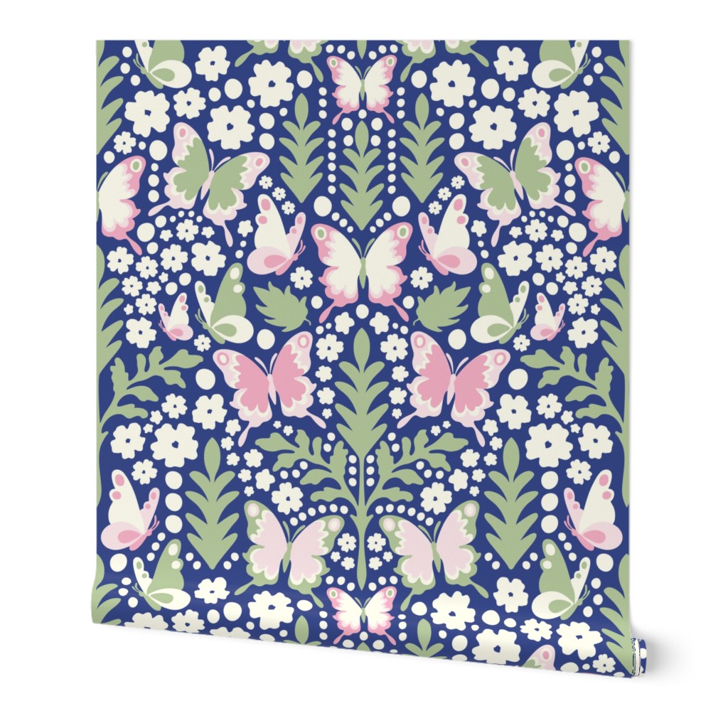 WHIMSY DAMASK BUTTERFLIES FLORALS