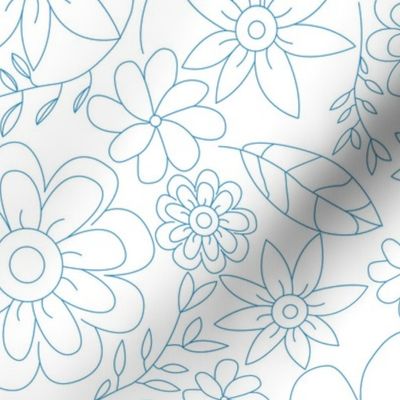 Blue outline floral