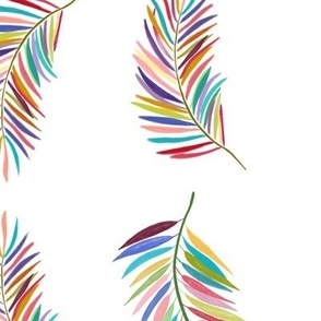 Tropical Brush Colorful Hand Drawn Palm Leaves Tropical Pattern With white Background