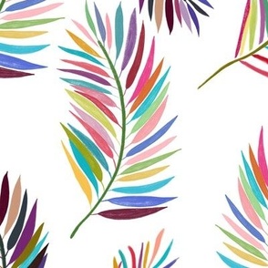 Tropical Brush Colorful Palm Leaves Pattern