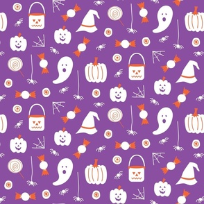 Happy Halloween on purple background