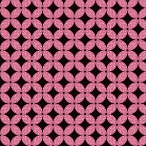 Flowers and leaves geometric- black, pink and purple