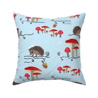 Winter Fauna With Hedgehog and Mushroom Pattern