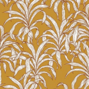 Vintage Plants on Golden Yellow / Large
