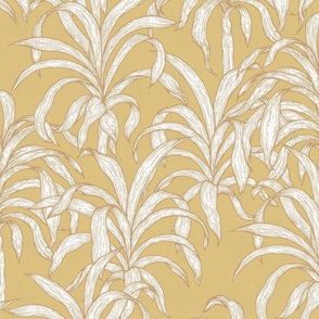 Vintage Plants on Pale Yellow / Large