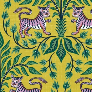 Tigers and palms/pink green lime/jumbo