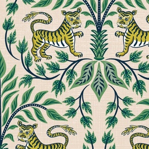 Tigers and palm/green lime ecru/jumbo