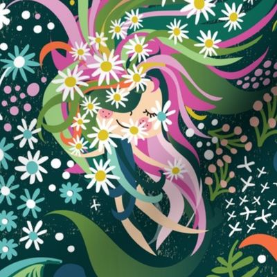 Wild Flower Fairy Nymphs Hidden Whimsy Children's Wallpaper 