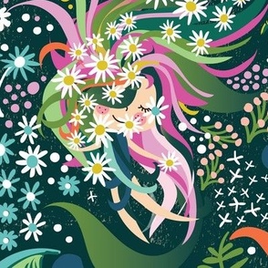 Wild Flower Fairy Nymphs Hidden Whimsy Children's Wallpaper 