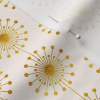 Vintage Dandelion Print in Cream White and Gold Texture, Mid Century Modern Luxury Floral Pattern SMALL MINI MICRO