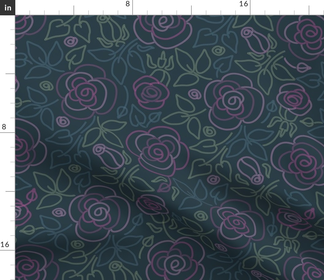 Colorful retro rose garden seamless pattern