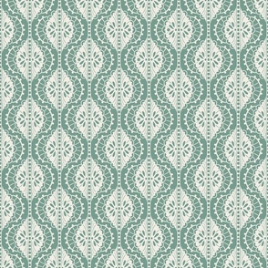 Small Vintage Lace Geometric Stripe on Green