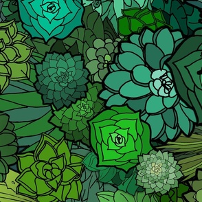 Green Succulents (JUMBO scale rotated)    