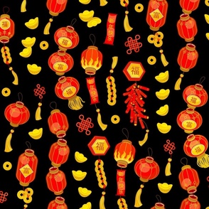 Symbols for Chinese Holidays on black