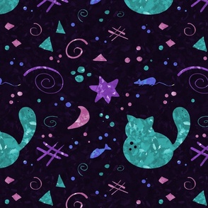 Hashtag Cosmic Cat Pattern