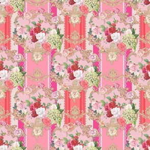 Pink Rococo Romance small scale version for Fashion, Quilting, Crafting