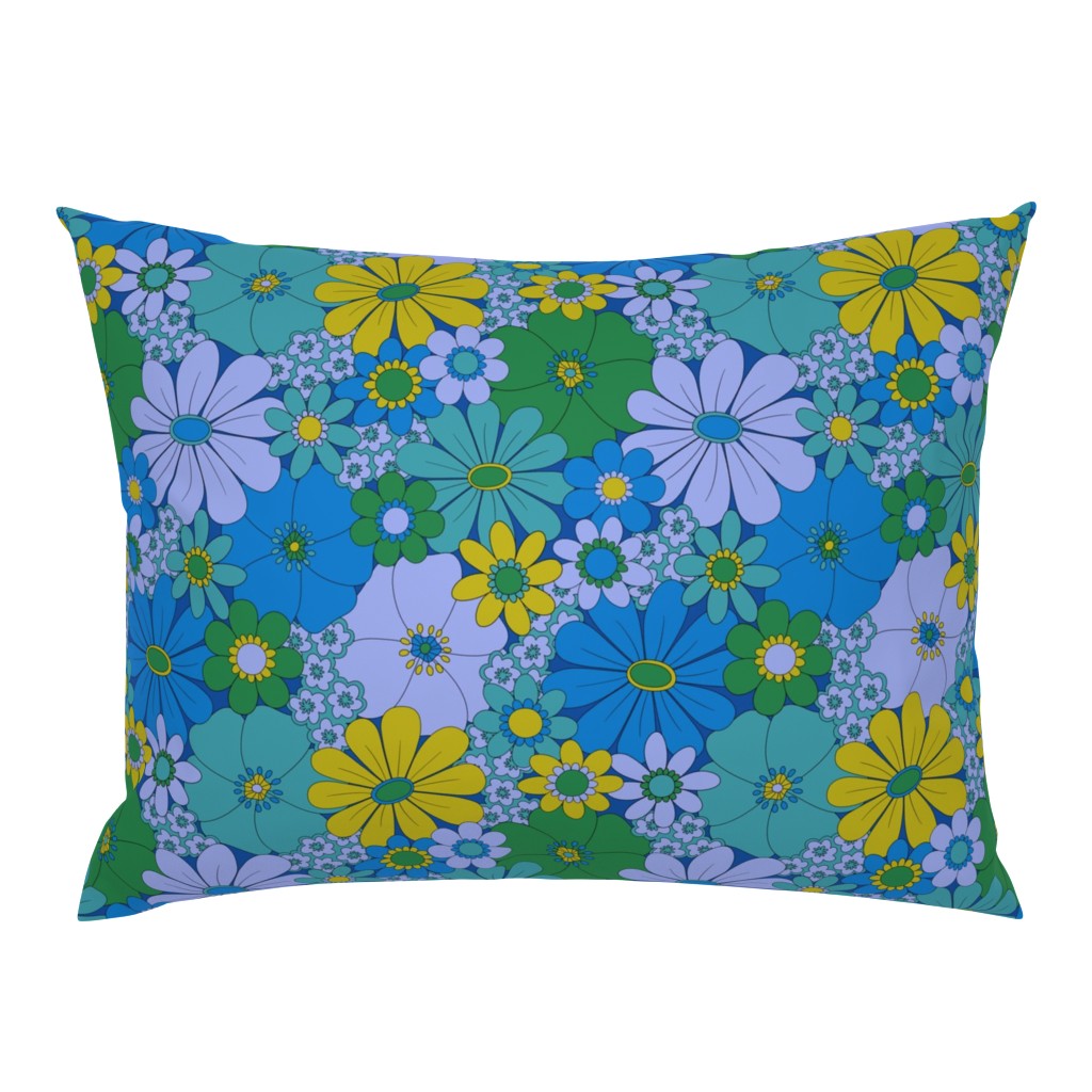 Groovy Bold Florals in Blue (Medium Scale)