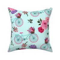 BIKES AND FLOWERS-AQUA Flowers in Basket