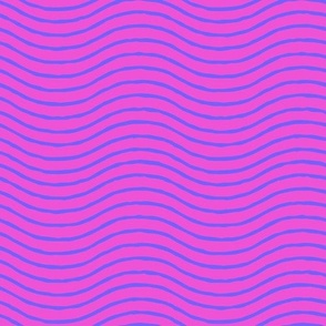 Wavy Purple Lines on Hyper Pink Background (Medium Scale)