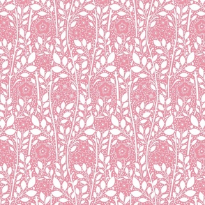 William Morris Inspired Liberty 1910 Floral Arts and Crafts Victorian White on Dusty Rose