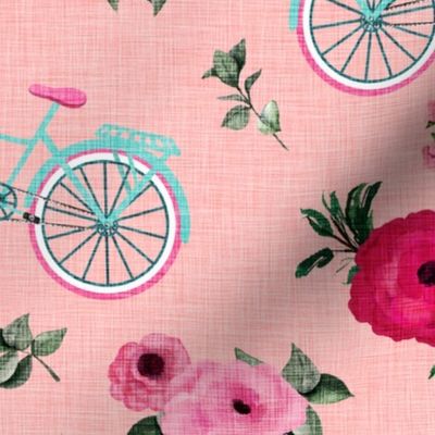 BIKES AND FLOWERS - CORAL COLOR
