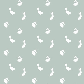 6" // Scattered Bunnies // winter, holiday, christmas, rabbit, bunny, hare, mint, white, green