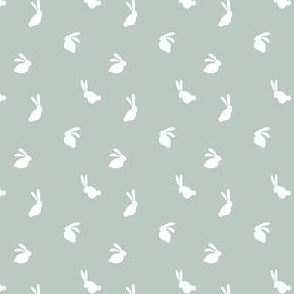 1.9" // micro // Scattered Bunnies // winter, holiday, christmas, rabbit, bunny, hare, mint, white, green