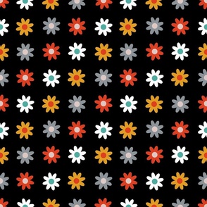 Flowers in four colors - Black background