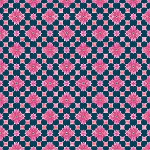 Matte Blue and Pink Flowers Grid