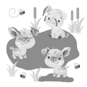 Farm Animals Pigs in the Mud Gray Baby Nursery