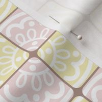 2” Checkered Modern Farmhouse Tiles in Piglet Pink and Butter Yellow