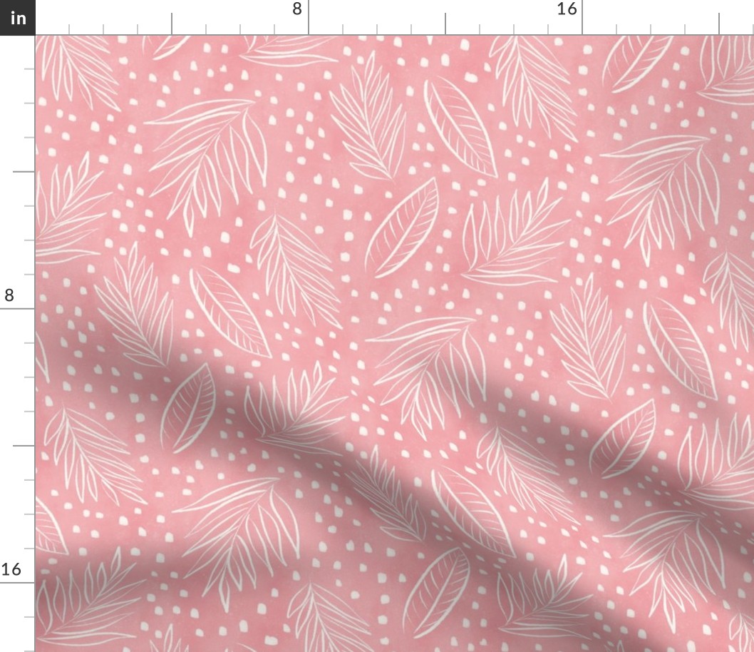 Tropical Leaves Simple Two-color Coordinate on Pink