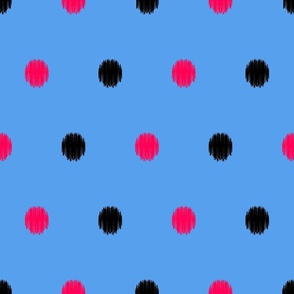 London Calling Giant Polka Dots red and black on a Sky Blue Background