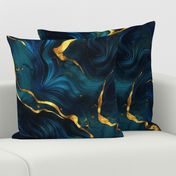 Midnight Blue And Gold Elegant De Luxe Marble Pattern