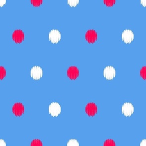 London Calling Polka Dots - Blue Background, red and white LARGE