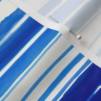 Royal Blue And White Horizontal Painted Watercolor Stripes Smaller Scale
