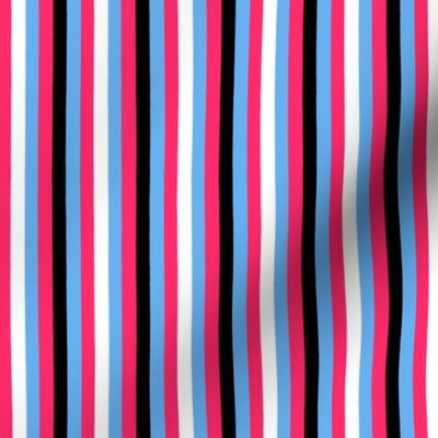 London Calling Skinny Stripes Black, Blue, Red and White