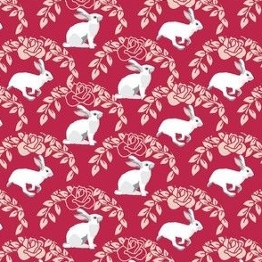 small print// Year of the Rabbit Viva Magenta Roses pattern bunny fabric blanket