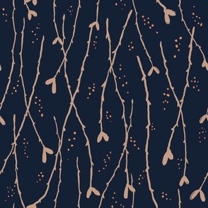 Birch Branches Modern Navy Tan Taupe [Large]