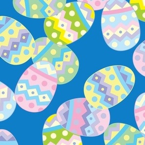 Easter Eggs  Blue Background
