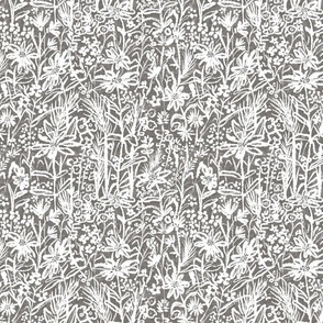 (MEDIUM) Field of Wild Flowers in greyscale