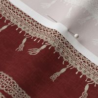 Crochet Lace and Tassels (Medium) - Ruby Red  (TBS135)