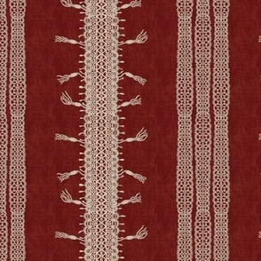 Crochet Lace and Tassels (Medium) - Ruby Red  (TBS135)