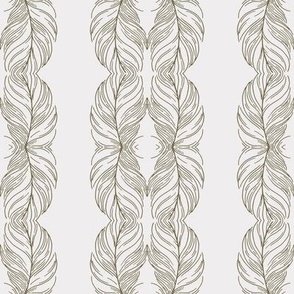 Cohesion 27-01: Facade Feathers Seamless Pattern (Olive Green, Brown, Cream)