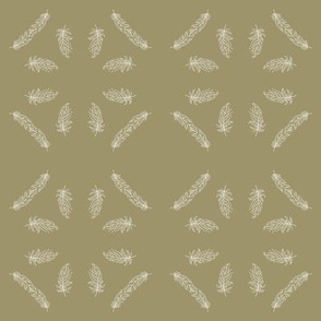 Cohesion 27-12: Cross Feathers Seamless Pattern (Olive, Green, Cream)