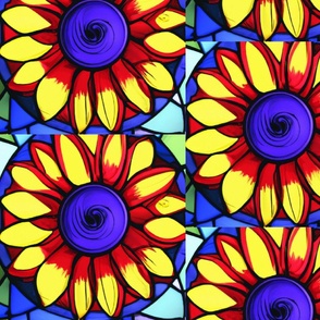 Stained Glass Sunflower Large