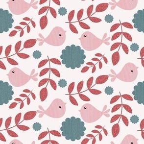 Spring Bloom Pink Birds // 8x8