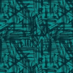 Brush Strokes -  Ditsy Scale - Dark Teal on Teal Abstract Geometric Blue Gree