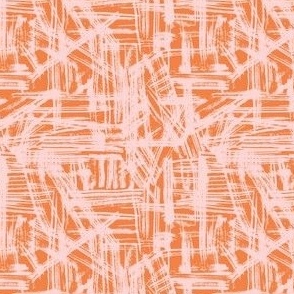 Brush Strokes -  Ditsy Scale - Blush Pink and Orange Abstract Geometric 