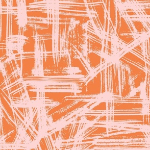 Brush Strokes -  Large Scale - Blush Pink and Orange Abstract Geometric 